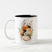Bewerkbare Waterverf Flowers Schattigee Boho pompo Tweekleurige Koffiemok (Links)