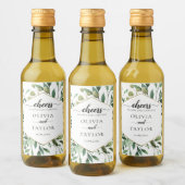 Bewerkbare Waterverf Greenery Proost op Love Wine  Wijn Etiket (Flessen)