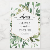 Bewerkbare Waterverf Greenery Proost op Love Wine  Wijn Etiket (Enkel label)