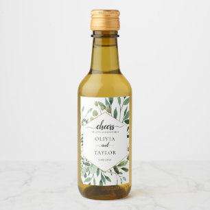 Bewerkbare Waterverf Greenery Proost op Love Wine  Wijn Etiket