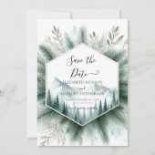 Bewerkbare Waterverf Mountain Wedding Save The Date (Voorkant)