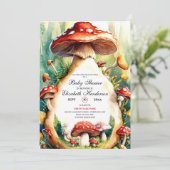 Bewerkbare Waterverf Mushroom Baby shower Kaart (Staand voorkant)
