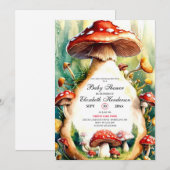 Bewerkbare Waterverf Mushroom Baby shower Kaart (Voorkant / Achterkant)