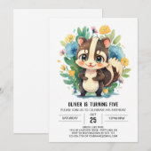 Bewerkbare Waterverf Skunk Boy Verjaardag Kaart (Voorkant / Achterkant)