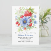 Bewerkbare Waterverf Strawberry Boy Baby shower Kaart (Staand voorkant)