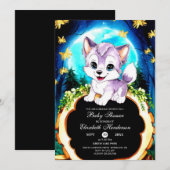 Bewerkbare Waterverf Wolf Baby shower Kaart (Voorkant / Achterkant)