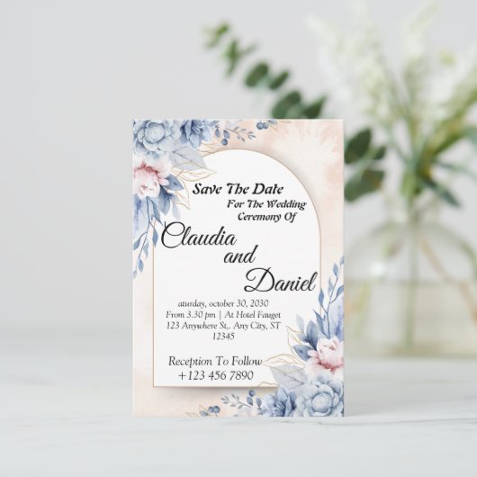 Bewerkbare Wedding floral Invitation Sjabloon Kaart (Staand voorkant)