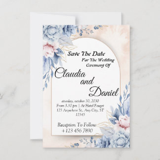 Bewerkbare Wedding floral Invitation Sjabloon Kaart