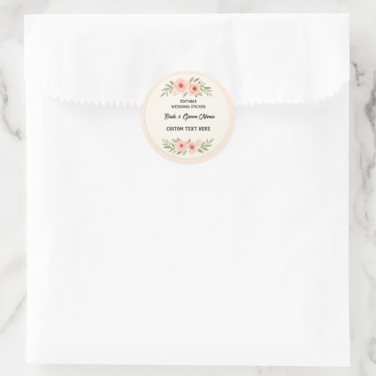 Bewerkbare Wedding Sticker – Custom Round Label vo (Tas)