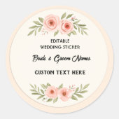 Bewerkbare Wedding Sticker – Custom Round Label vo (Voorkant)