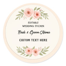 Bewerkbare Wedding Sticker – Custom Round Label vo