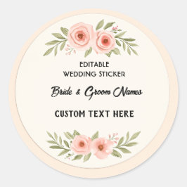 Bewerkbare Wedding Sticker – Custom Round Label vo