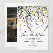 Bewerkbare weidebloemen save the date (Voorkant / Achterkant)