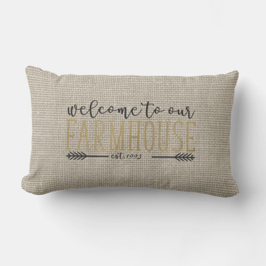 Bewerkbare Welkom bij onze boerderij Rustic Chic Kussen (Voorkant)