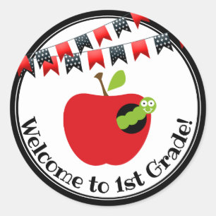 Bewerkbare Welkom School Klaslokaal Ronde Sticker