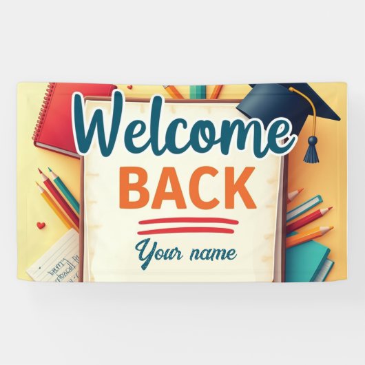 Bewerkbare Welkom Terug naar School Banner (Horizontaal)