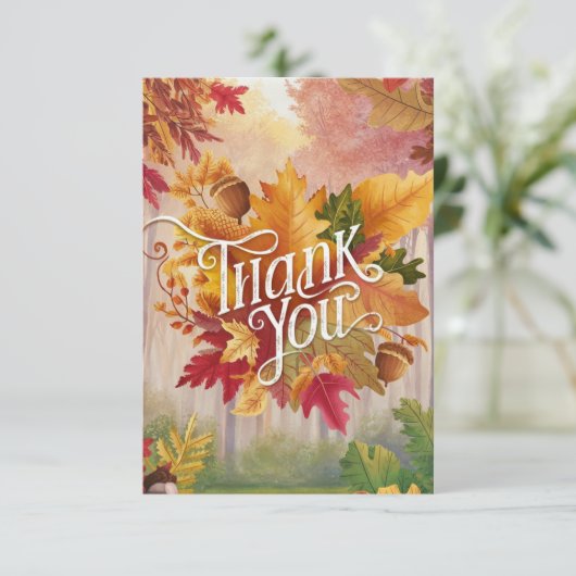 Bewerkbare wensen Autumn Herfst Bedankkaart (Staand voorkant)