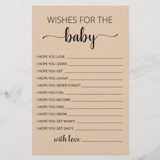 Bewerkbare wensen voor Baby shower partijkaart (Voorkant)