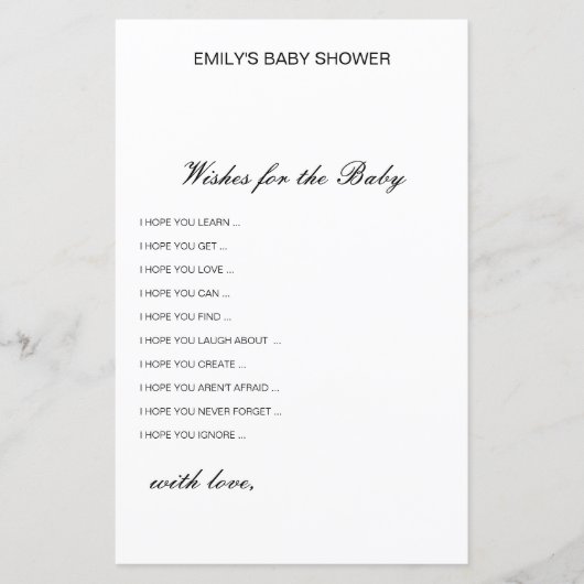 Bewerkbare wensen voor de Baby-kaart, het Baby sho (Voorkant)