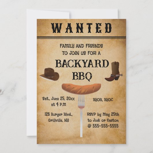 Bewerkbare Western Style Achtertuin BBQ Kaart (Voorkant)