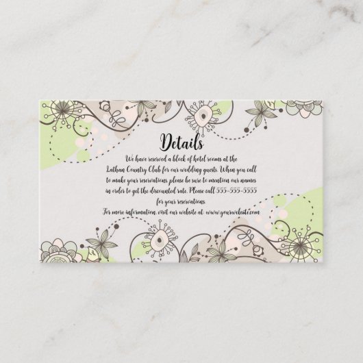 Bewerkbare Whimsy Floral Details van de bruiloft Informatiekaartje (Voorkant)