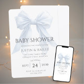 Bewerkbare White Bow Girl Coquette Baby shower Kaart