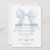 Bewerkbare White Bow Girl Coquette Baby shower Kaart (Voorkant)