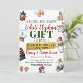 BEWERKBARE White Elephant Gift Exchange uitnodigin Feestdagenkaart (Staand voorkant)