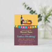 Bewerkbare wijn en kaas verjaardagsfeest uitnodiging briefkaart (Staand voorkant)