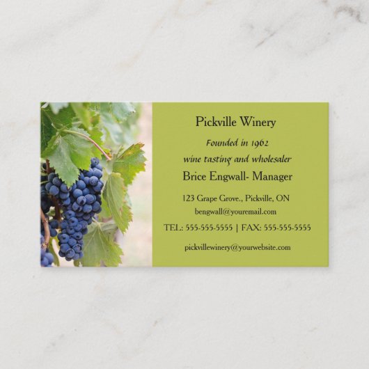 bewerkbare wijnmakerij visitekaartje (Voorkant)