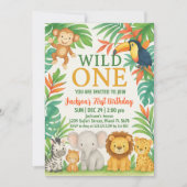 Bewerkbare Wild One Safari verjaardagsuitnodiging Kaart (Voorkant)