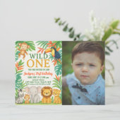 Bewerkbare Wild One Safari verjaardagsuitnodiging Kaart (Staand voorkant)