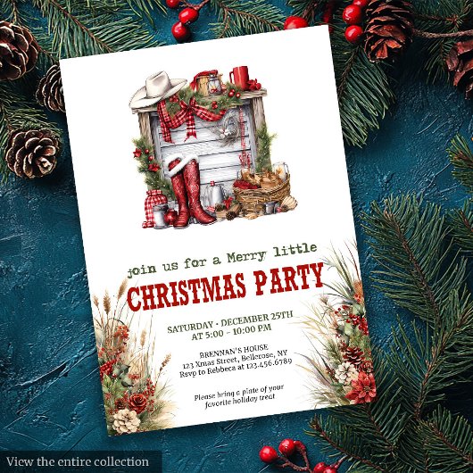 Bewerkbare Wild West Kerstfeest Uitnodiging