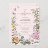 Bewerkbare Wildbloem Baby Shower Sjabloon Kaart (Voorkant / Achterkant)