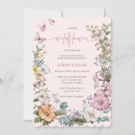 Bewerkbare Wildbloem Baby Shower Sjabloon Kaart