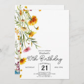 Bewerkbare Wildflower 40e verjaardag Kaart (Voorkant / Achterkant)