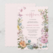 Bewerkbare Wildflower Babyshower Sjabloon Kaart (Voorkant / Achterkant)
