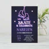 Bewerkbare Winter Skating Party Uitnodigen voor Me Kaart (Staand voorkant)