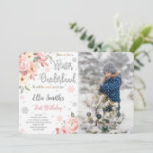 Bewerkbare Winter Wonderland Foto Uitnodiging (Staand voorkant)