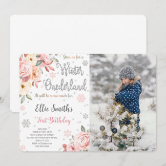 Bewerkbare Winter Wonderland Foto Uitnodiging