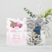 Bewerkbare Winter Wonderland foto uitnodiging (Staand voorkant)