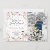 Bewerkbare Winter Wonderland Foto Uitnodiging (Voorkant)