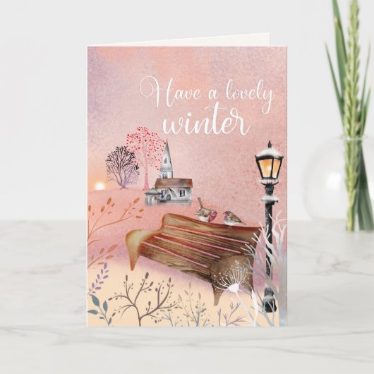 BEWERKBARE Winternachten Vintage Kerst Kaart (Voorkant)