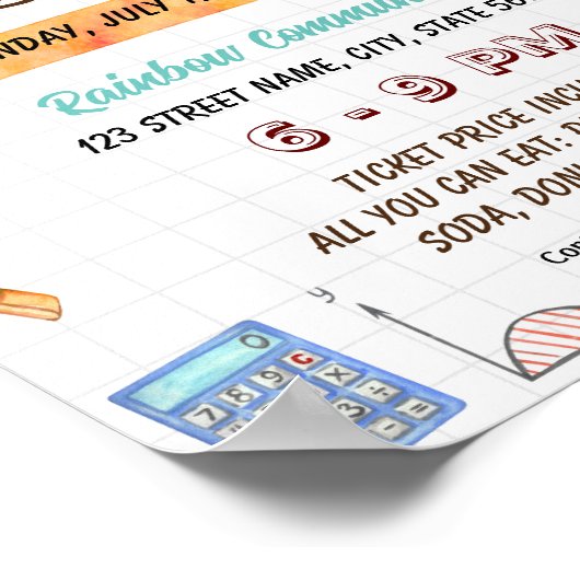 Bewerkbare Wiskunde thema school flyer Poster (Hoek)