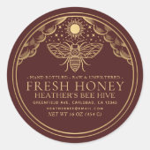 Bewerkbare Witchy Tarot Honey Jar Lid Honingbij La Ronde Sticker (Voorkant)