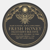 Bewerkbare Witchy Tarot Honey Jar Lid Honingbij La Ronde Sticker (Voorkant)