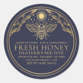 Bewerkbare Witchy Tarot Honey Jar Lid Honingbij La Ronde Sticker (Voorkant)