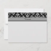 Bewerkbare Witte Zwarte Damask Bloemen 4.25x5.5 Notitiekaartje (Voorkant)
