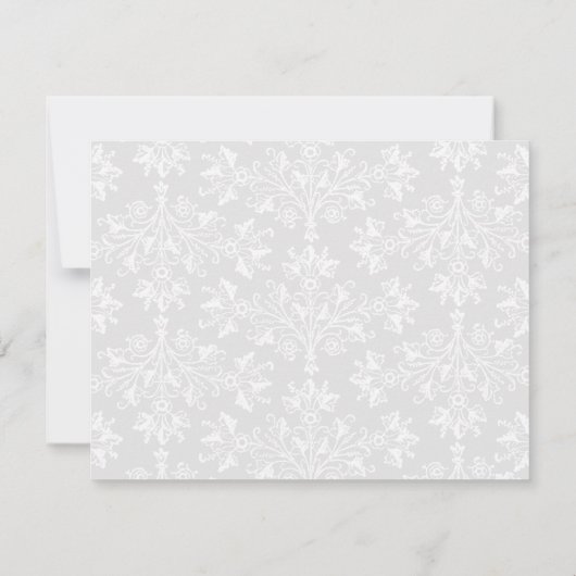 Bewerkbare Witte Zwarte Damask Bloemen 4.25x5.5 Notitiekaartje (Achterkant)