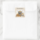 Bewerkbare Yak en Boeken Bookplate Sticker (Tas)